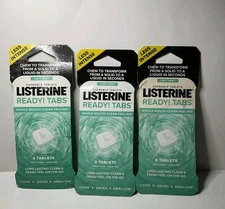 3x Listerine Ready! Tabs Soft Mint Chewable Sugar Free 8 Tablets Each **Read**