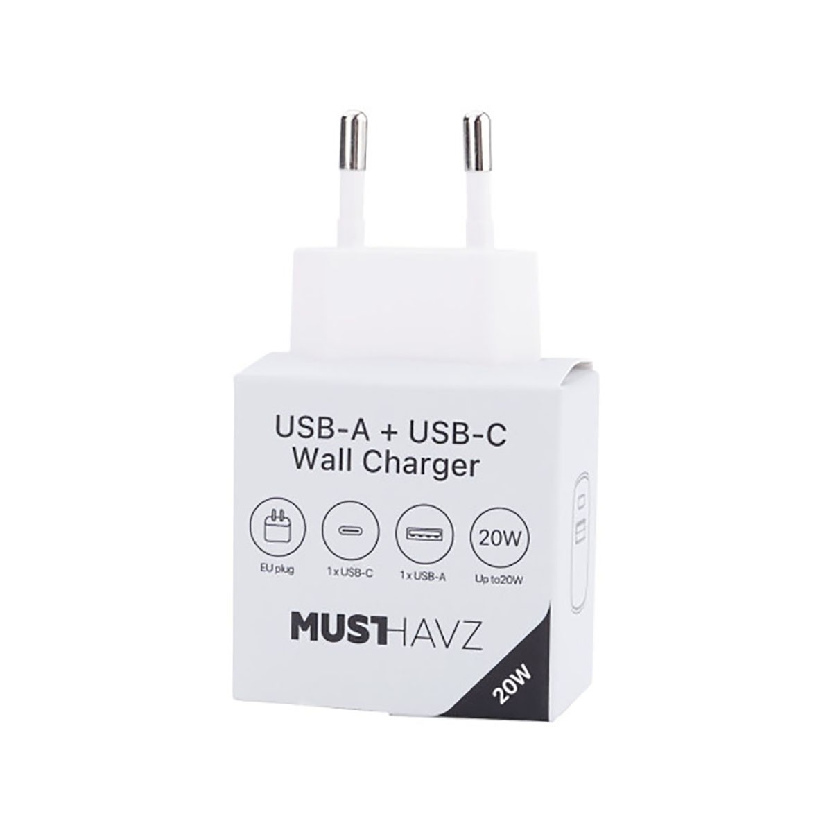 Chargeur rapide 20W USB-C et USB-A compact pour smartphone - 3