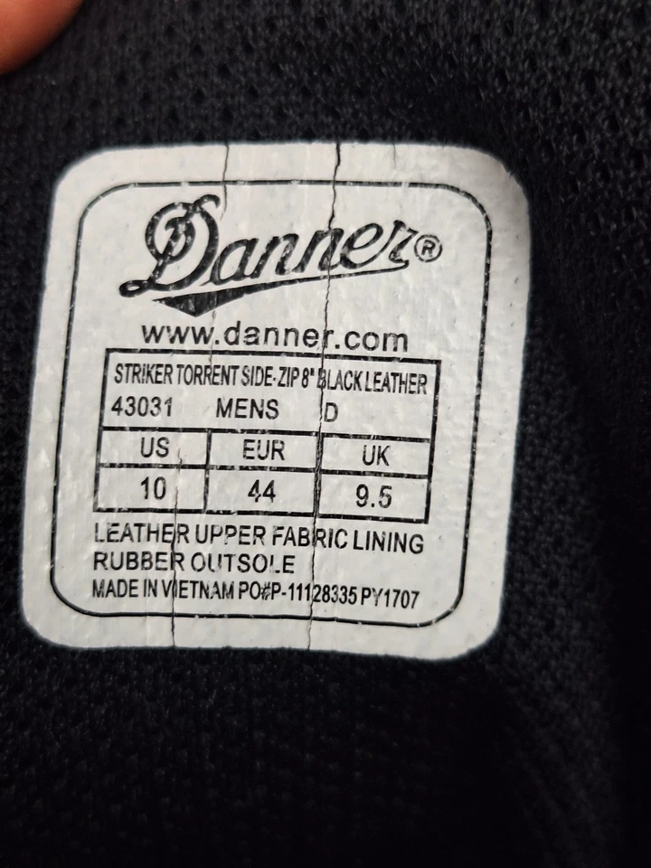 Botas Danner Para Hombre 10 D Striker Torrent Cremallera Lateral 8" Negras 43031 Gore-Tex Vibram Foto 3 de 4