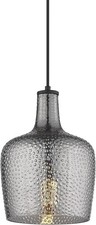 Autelo Smoky Gray Hammered Glass Pendant Light - Modern Bell Hanging Fixture