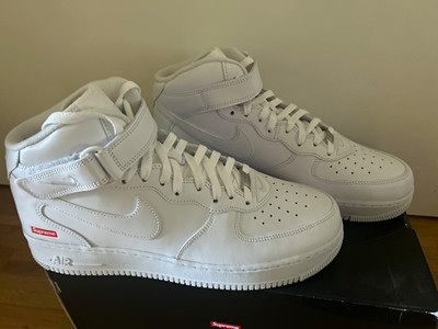 Nike Air Force 1 Mid x Supreme Herren Sneaker weiß EU 46 Leder m. Karton