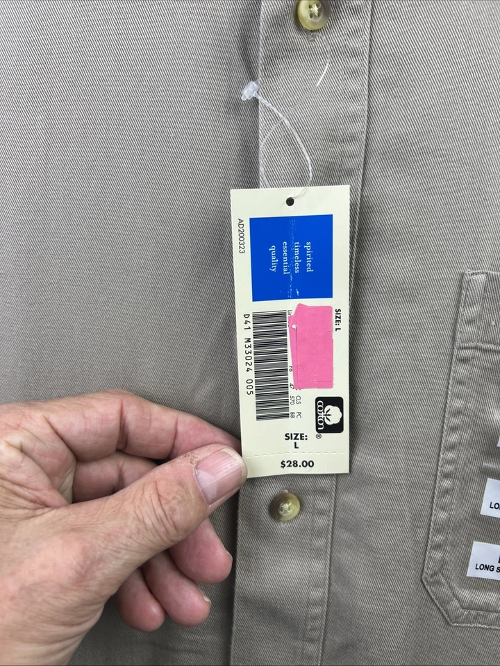 Camisa de trabajo Covington para hombre manga larga abotonada talla Bolsillo L Caqui Algodón Pesado Foto 4 de 4