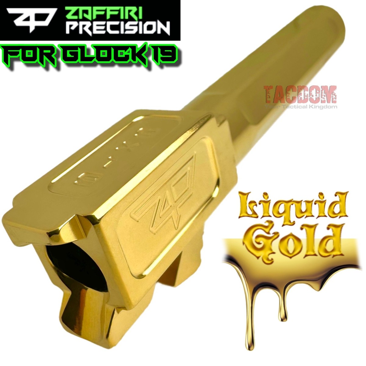 ZAFFIRI ZPS.P BLACK SLIDE For GLOCK 19 GEN 3 WITH SHINY GOLD