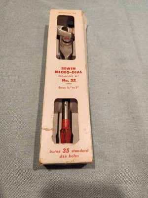 Irwin Micro-Dial No. 22A Adjustable Drill Bit 7/8 to 3'' Vintage