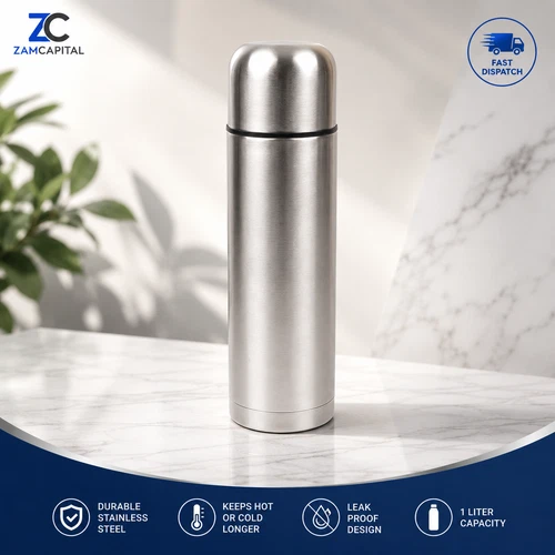 Vacuum Flask 1L Stainless Steel Silver