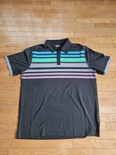 Nike Golf Tour Performance Polo Shirt Mens XL Dri-FIT Striped Black Blue Green