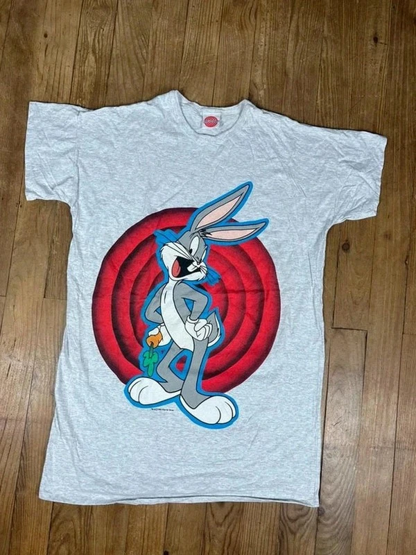 T-shirt vintage imprimé graphique Looney Tunes Bigs Bunny 1993 gris coton Xxl 2 - Photo 1/4