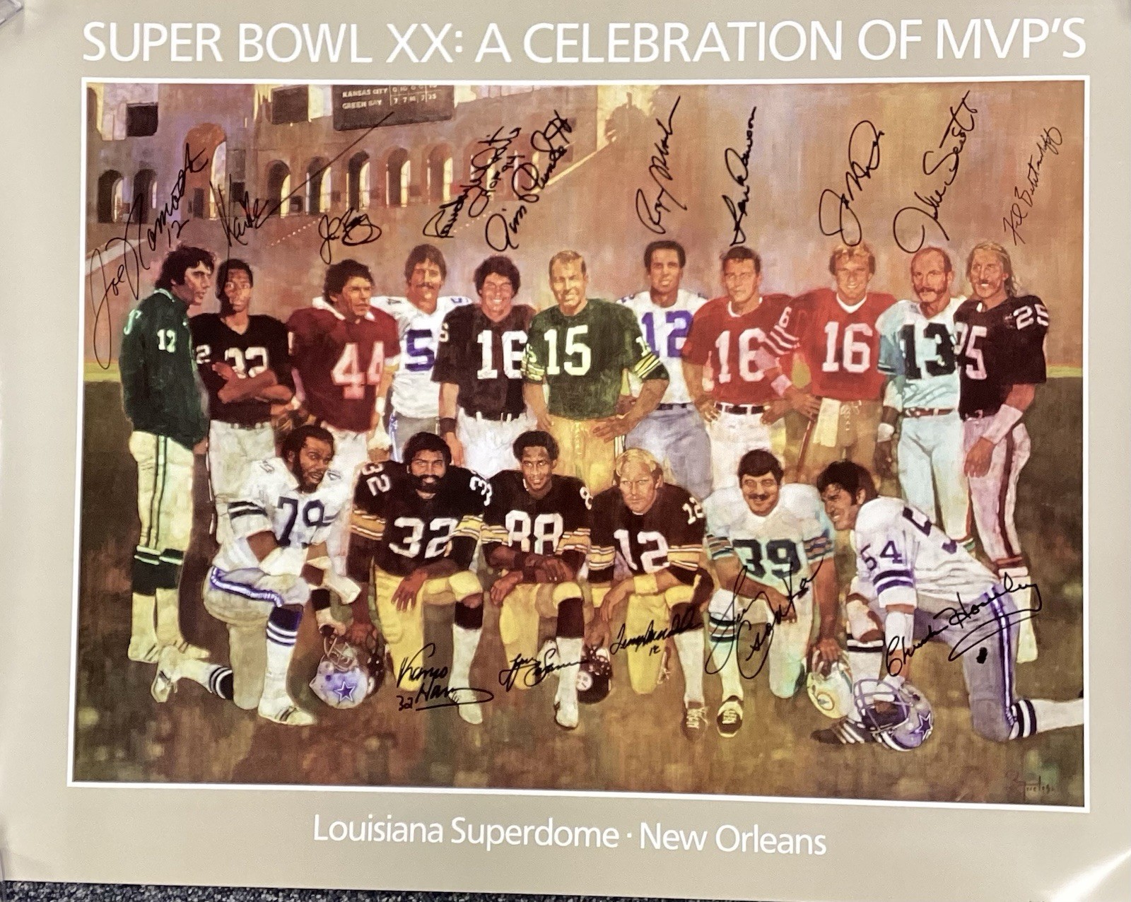 Super Bowl MVP Signed Poster 24x32 Football Joe Namath +14 Autograph PSA/DNA