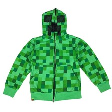 MINECRAFT CREEPER ZIP KIDS HOODIE   J NX   XS   GAME CLASSIC GREEN CUBE DESIGN