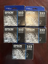 Lot 5 Epson 252 Standard Capacity Black Ink Cartridges Exp 2023/2024 New Sealed