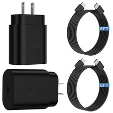 Super Fast Charger USB C，2Pack 25W Type C Charger Fast Charging with 6Ft Cable C