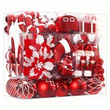 135pcs Christmas Balls Ornaments Set, Shatterproof Plastic Baubles, Ribbon an...