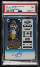 2022 Panini Contenders Optic Teal Prizm 35/99 Romeo Doubs PSA 9 MINT Auto 14sd