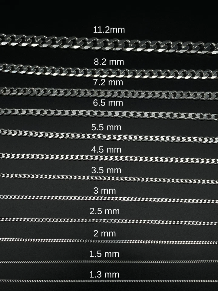 925 Sterling Silver Cuban Chain Necklace, Handmade Solid Italian, Gift for Men's - Image 2 of 4