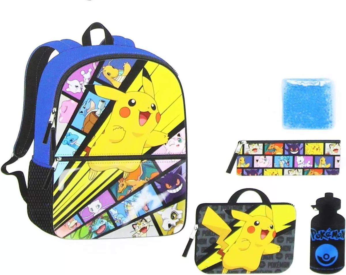 Pokemon Characters School Backpack Book Bag Lunch Box 5 Piece Set Toy Gift  Kids