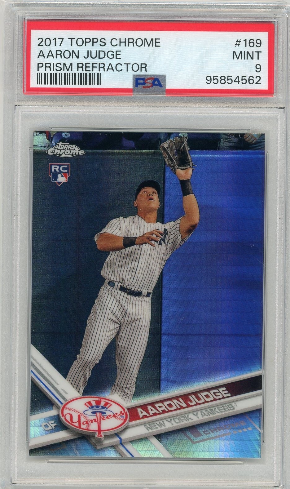 2017 Topps Chrome Prismatic  Refractor Rookie #169 Aaron Judge  PSA 9