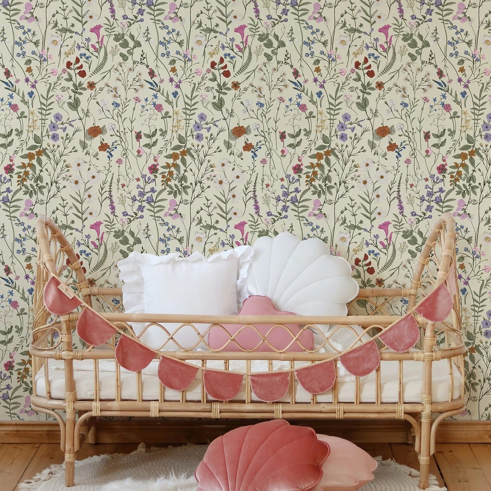 2Rolls 17.3"X118" Yellow Vintage Floral PVC Peel and Stick Wallpaper Sticky Back - Image 2 of 4