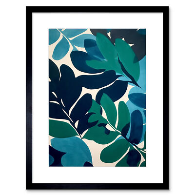Henri Matisse Stil Blätter Aquarell Botanisch Boho Gerahmter Kunstdruck 9X7