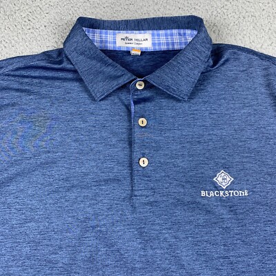 Peter Millar Shirt Mens Large Heather Blue Summer Comfort Blackstone Golf Polo