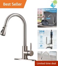 High Arc Kitchen Faucet Pull Down Sprayer Stainless Steel Sink Tap Modern Nickel