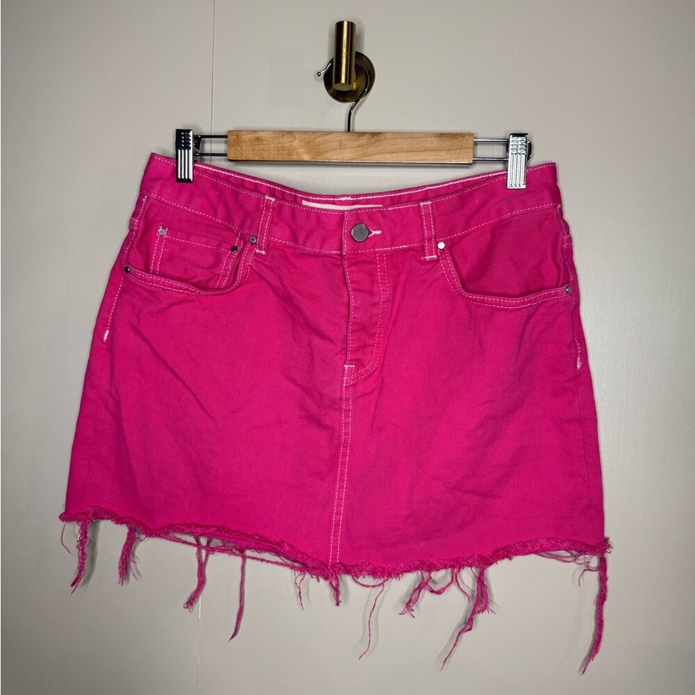 ASOS Pink Raw Edge Hem Mini Skirt Size 10