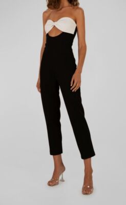 $392 Misha Women's Black Tica Colorblock Twist Jumpsuit Size 4