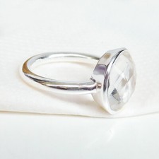 Natural Clear quartz Ring 925 Sterling Silver Crystal quartz Gift Ring-CR031