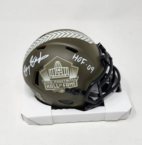 Barry Sanders Signed Autographed Auto Salute to Service HOF Mini Helmet  Lions