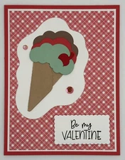 Stampin’ Up! Red Gingham Ice Cream Cone Valentine's Day Card Kit, Set of 5