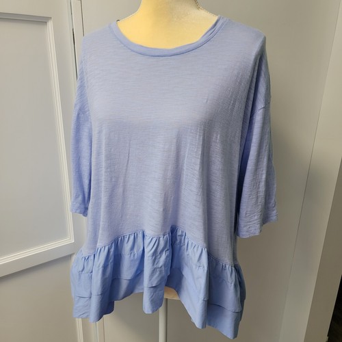 Anthropologie AKEMI + KIN Cascade Peplum Top Oversized Light Blue Size Small - Picture 5 of 12