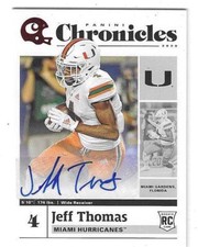 2020 CHRONICLES DRAFT PICKS JEFF THOMAS RED AUTO RC #14 PATRIOTS HURRICANES