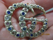 GUCCI   ZIPPER PULL CHARM BRONZY GOLD tone metal , MIXED CRYSTALS 1.5 INCH