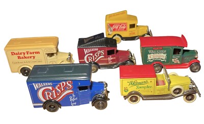 6 X MODELLAUTOS SAMMLERSTÜCKE VINTAGE LLEDO VANS WALKERS CHIPS COCA-COLA WHITMANS