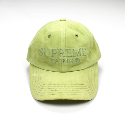 NWT Supreme NY Mint Green Suede PARIS Tonal Logo 6 Panel Cap Hat