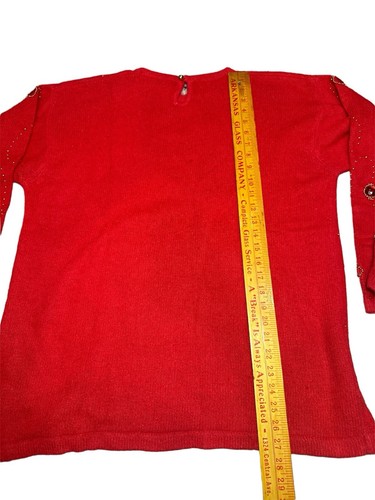 Vintage I.B. Diffusion Sweater Size 2X Red Bling Silk Blend 90s - Picture 4 of 4