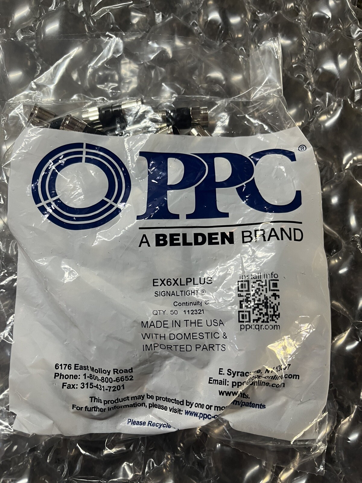 50 PPC EX6XL PLUS RG6 Coaxial Connectors for Reliable Signal Transmission