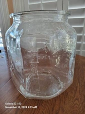 RARE GENERAL STORE 12" ANTIQUE PLANTERS PEANUTS GLASS JAR W 5 CENT ADVERTISEMENT