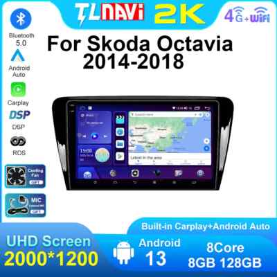 8G+128G Android 13 Autoradio For Skoda Octavia 14-2018 w/ HD Screen & BT Support