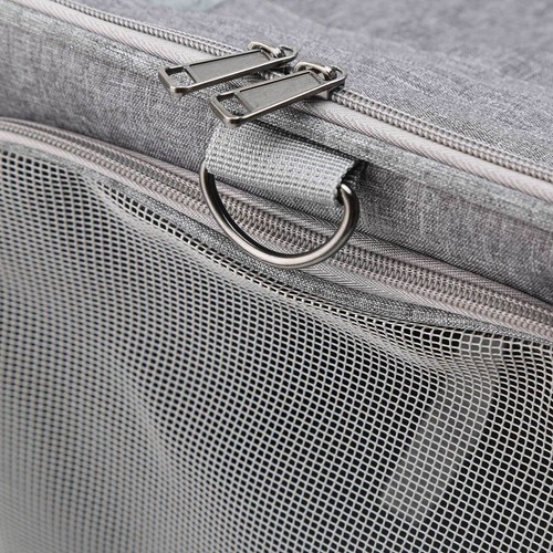 Cat Carrier with Wheels Rolling Pet Carrier with Handle 25 lbs Grey Foldable NEW - Picture 9 of 12