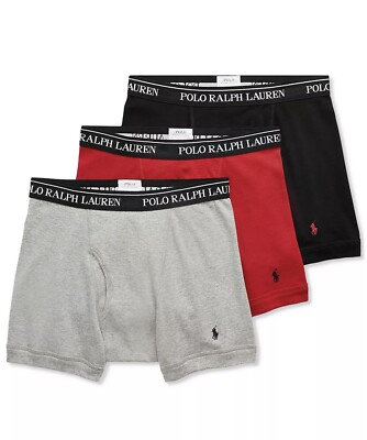 POLO Ralph Lauren Men's 3-Pack Classic Cotton Red/Gray/Black