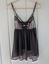 Victorias Secret Womens Medium Nightie Lingerie Chemise Babydoll Black Lace M 10