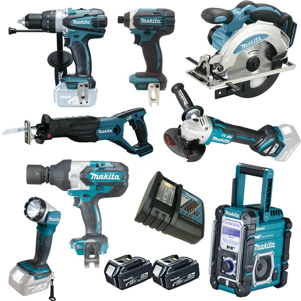 Makita Akku Schlagschrauber DTW1001 Combo Kit 18V - Mit DHP458 DMR112 Uvm. +++-image
