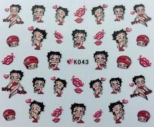 Nail Art 3D Decal Stickers Betty Boop Kisses Hearts Valentine's Day K043