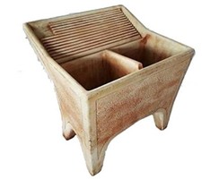 LAVATOIO  IN CEMENTO, LAVABO, FONTANA, MISURE: 80x73 H80 CM.VASCA DIVISA MARRONE