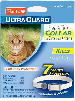 Hartz UltraGuard Flea & Tick Collar for Cats & Kittens 7 Months Protection, 1ct