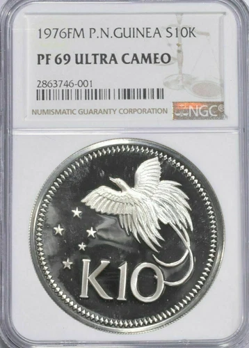 PF69 UCAM 1976 Papua New Guinea 10 Kina 41g Silver - Graded NGC rare coin 
