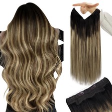 YoungSee 120G 18" Wire Human Hair Extensions Dark Brown Ombre Balayage Blonde