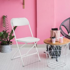 32PCS Folding Chair Resin Seat Back 330lb Capacity Steel Frame Home Office White