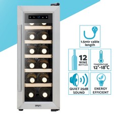 12 Bottle Wine Fridge & Cooler - Stainless Steel - Baridi