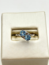 STERLING SILVER 925 ROUND TOPAZ GEMSTONE 2.1mm BAND SIZE 5 RING 1.9g